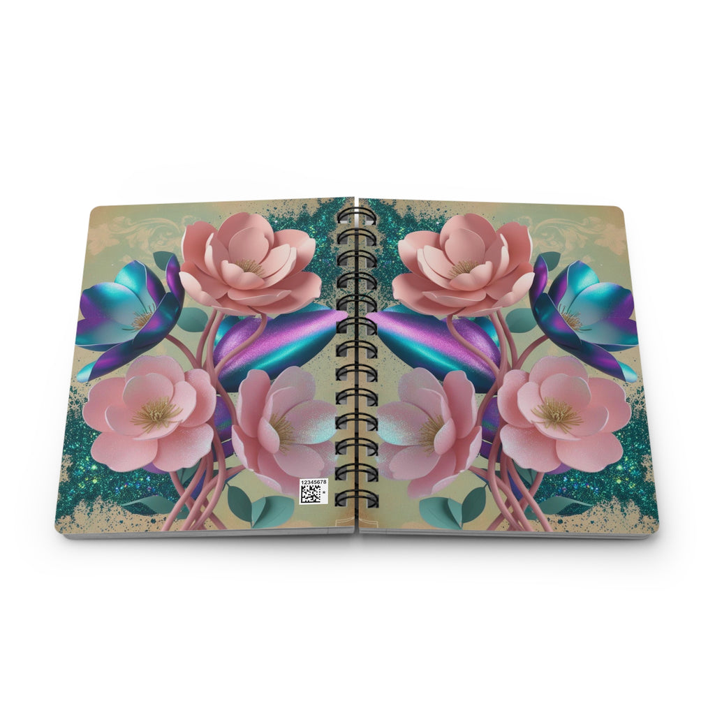 Floral Cotton Candy Glitter Notebook - Floral Detail
