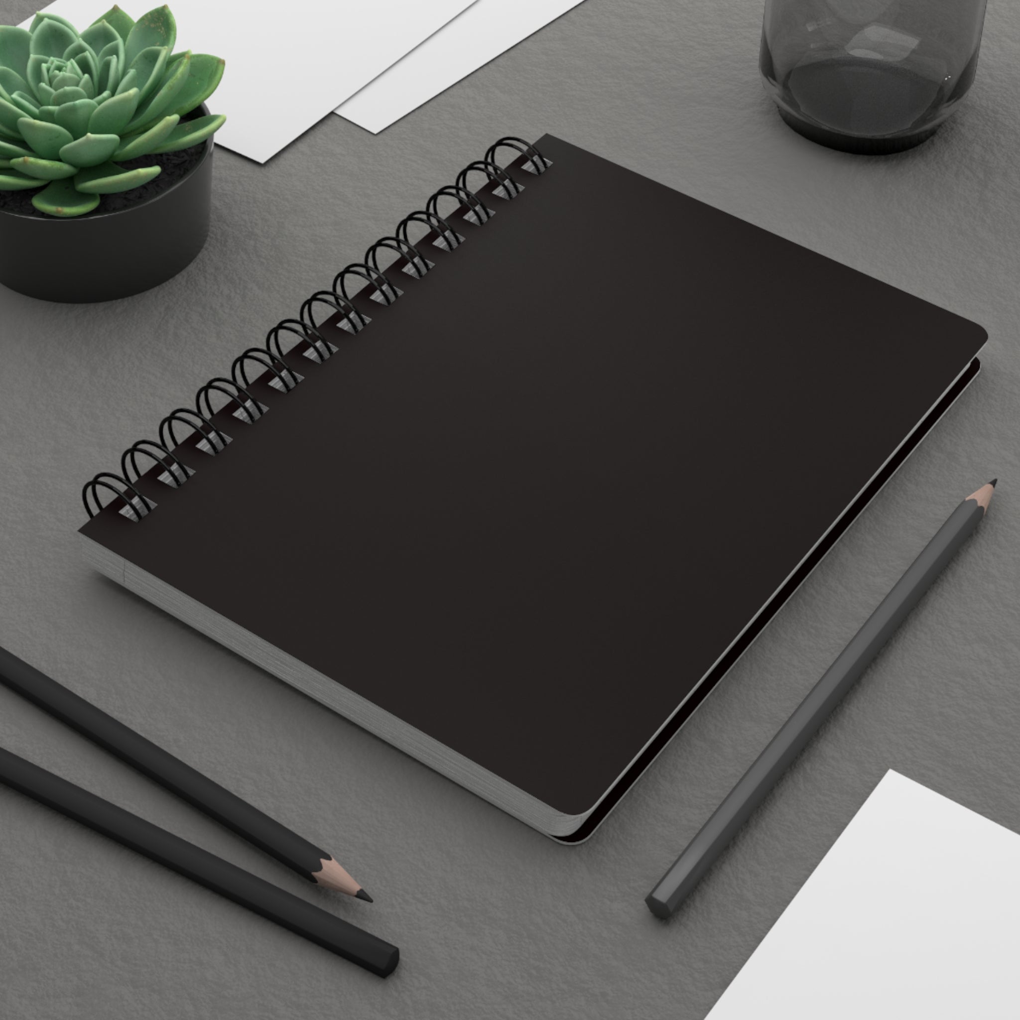 Black Spiral Journal — Minimalist Black Notebook