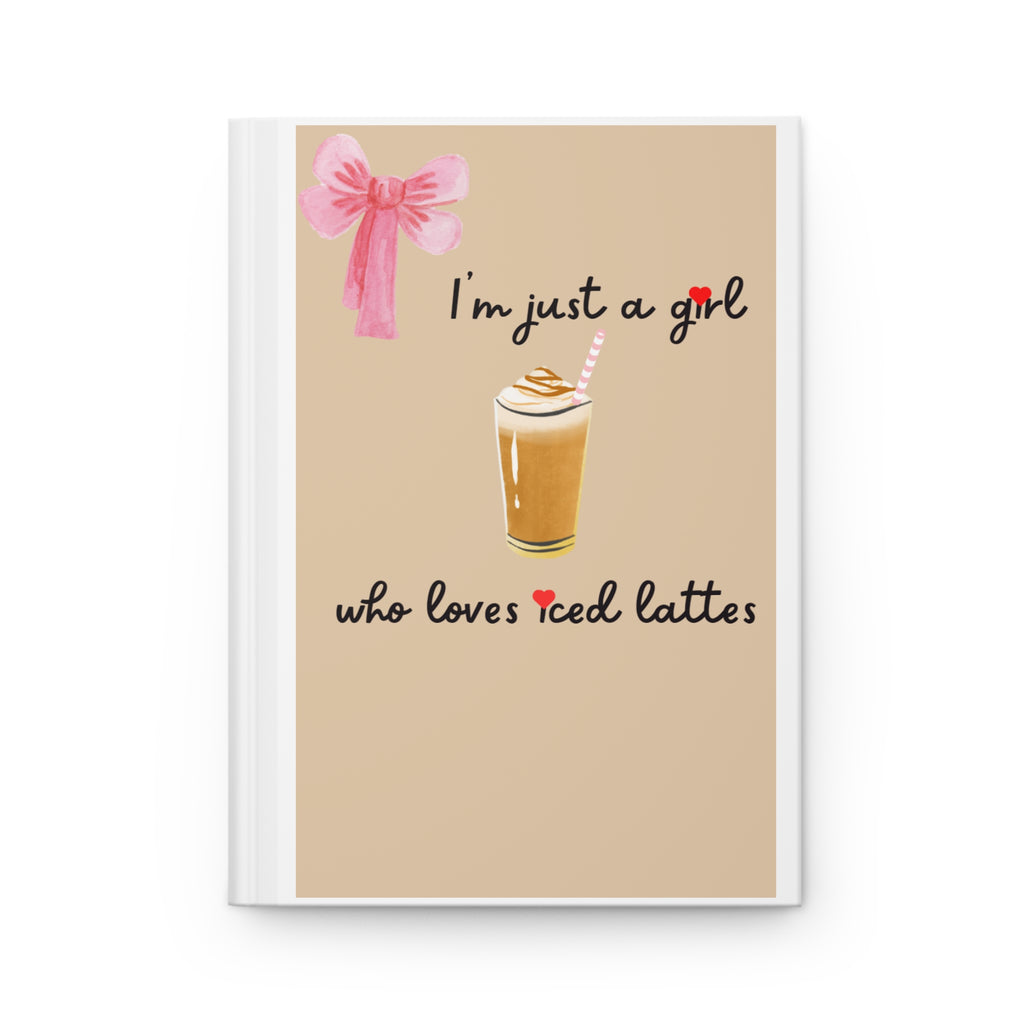 Vanilla Iced Coffee Hardcover Journal Matte for Girls, Pink Notebook, School Supplies, Writing Journal, Cute Diary