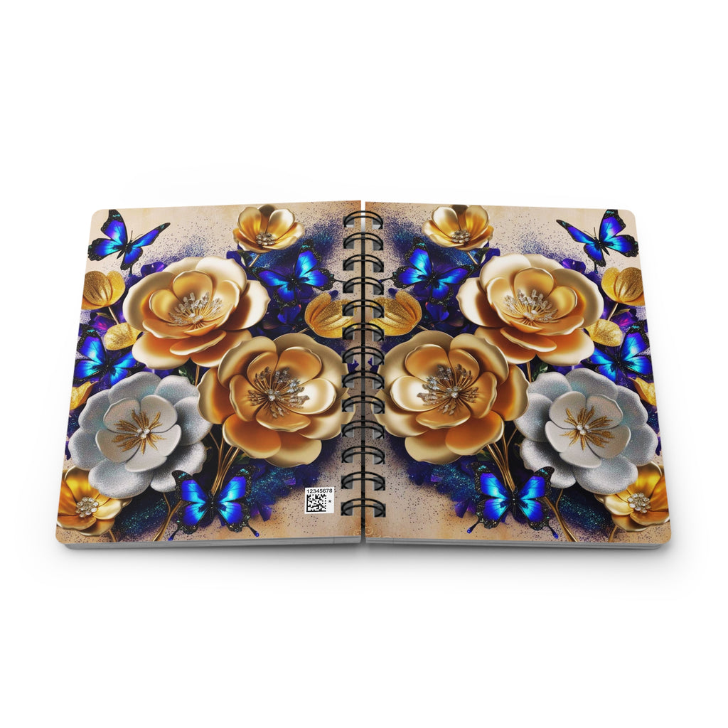 Luxe Gold Floral & Vibrant Butterfly Spiral Bound Journal