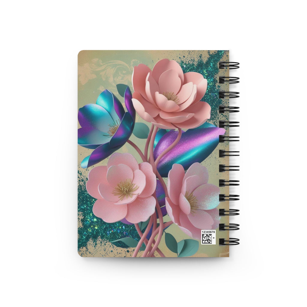 Floral Cotton Candy Glitter Notebook - Floral Detail