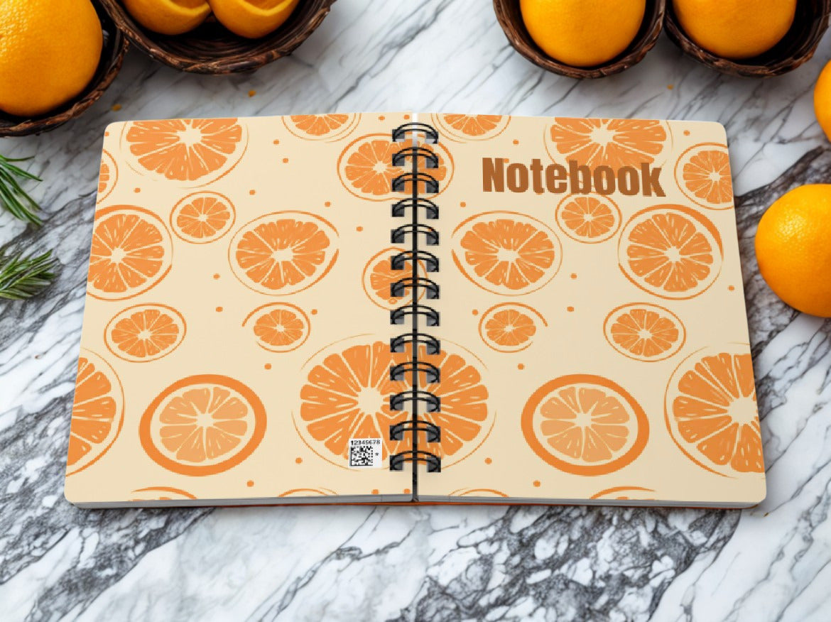 Pastel Orange Fruit Spiral Bound Journal — Cute Fruit Notebook