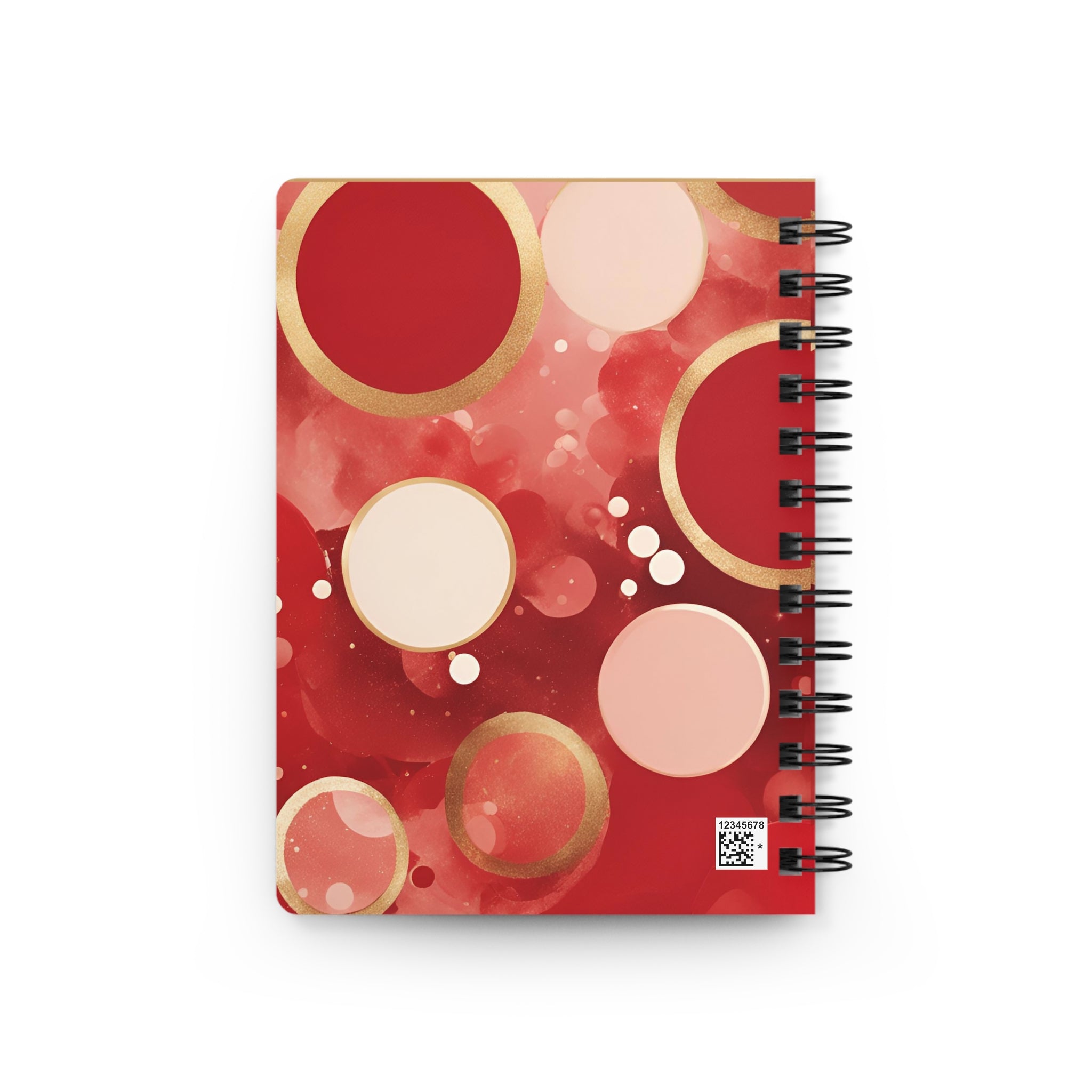 Red and Gold Abstract Circles Watercolor Spiral Bound Journal