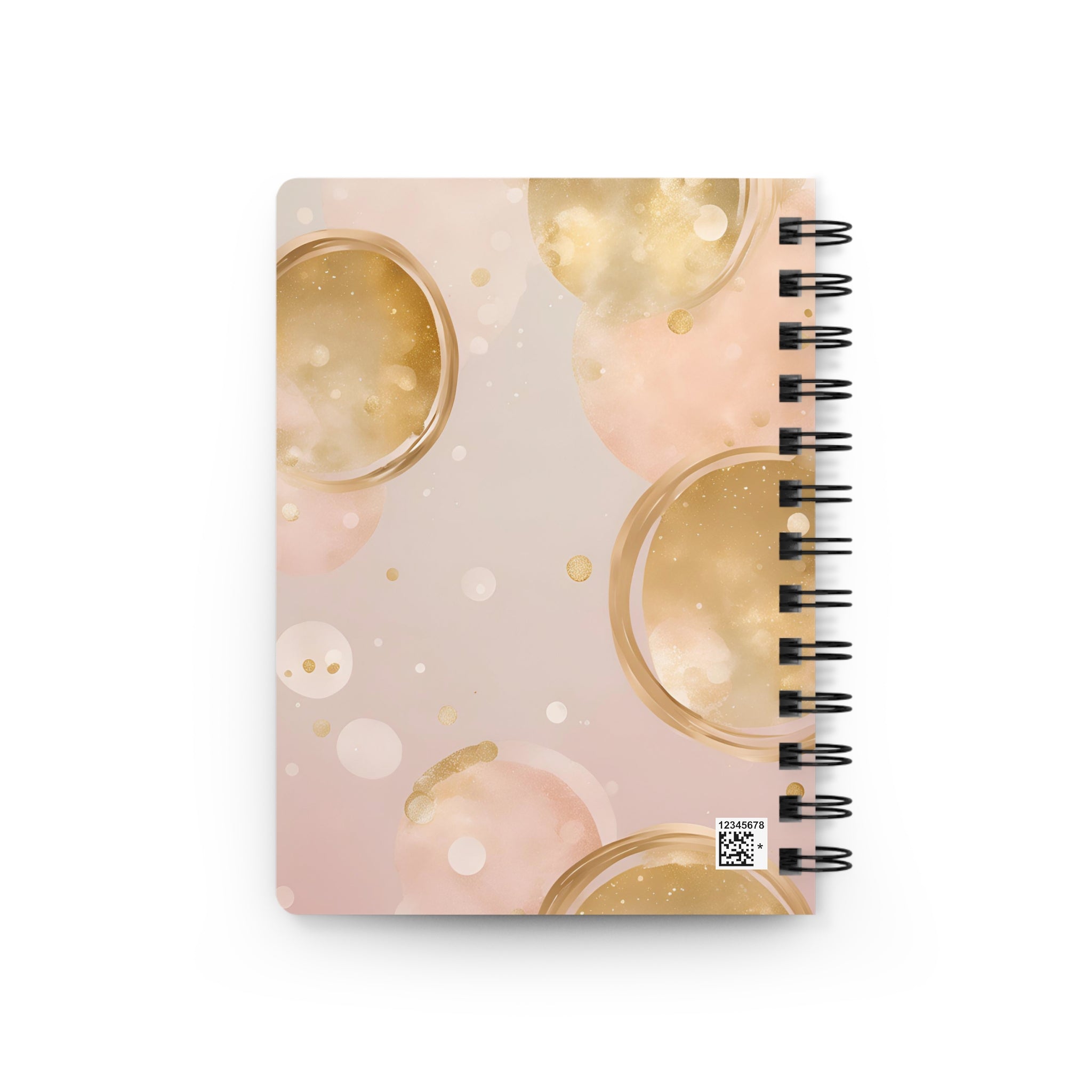 Pink Gold Abstract Watercolor Circles Spiral Bound Journal