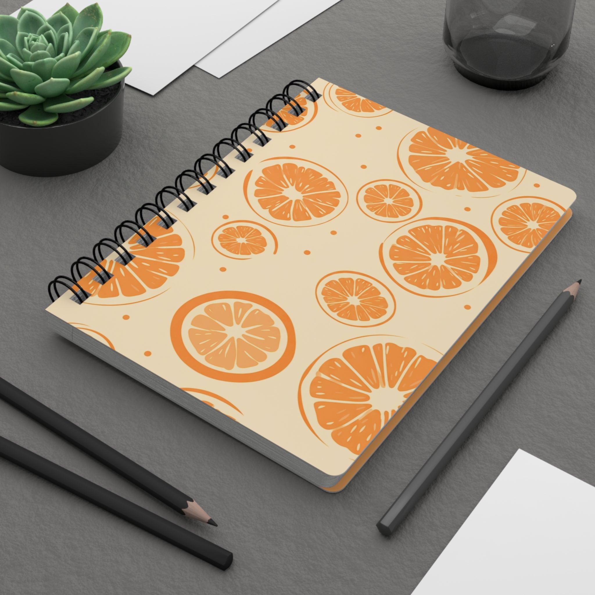 Pastel Orange Fruit Spiral Bound Journal — Cute Fruit Notebook