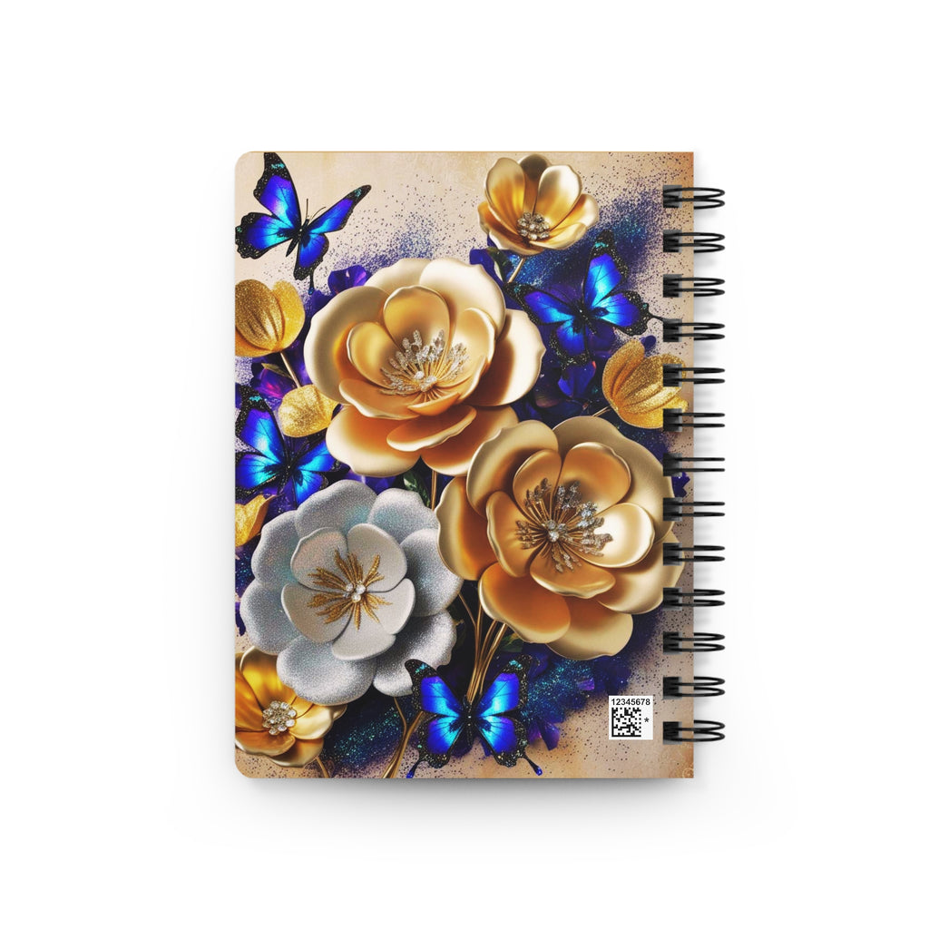 Luxe Gold Floral & Vibrant Butterfly Spiral Bound Journal