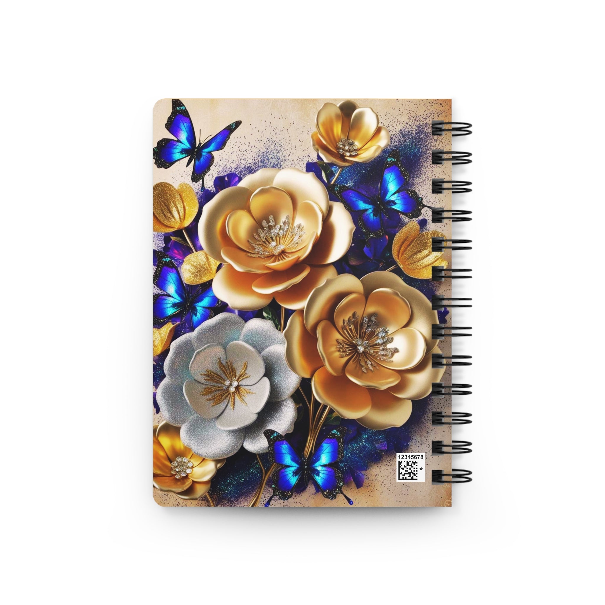 Luxe Gold Floral & Vibrant Butterfly Spiral Bound Journal
