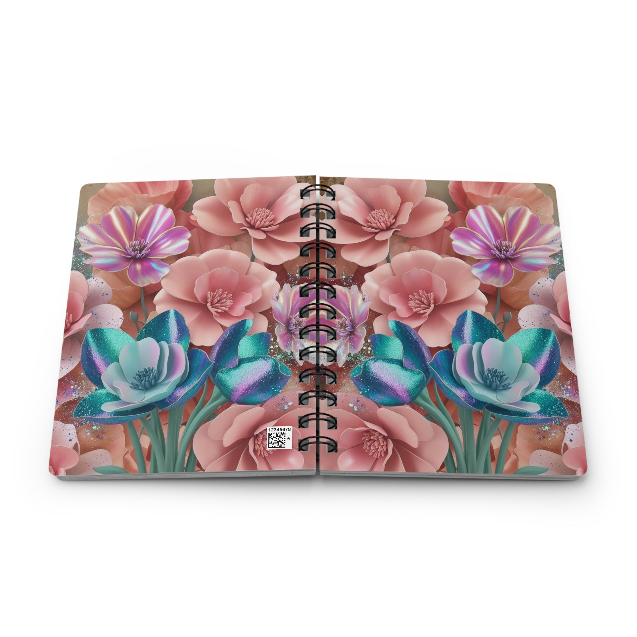 Floral Cotton Candy Luxe Glitter Notebook – Full Bloom Design