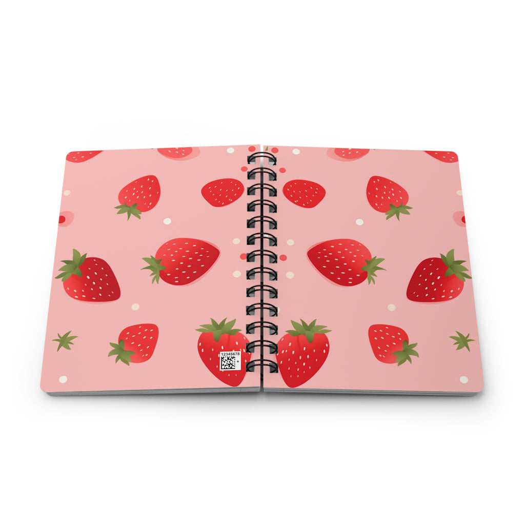 Strawberry Pastel Spiral Bound Journal — Strawberry Fruit Theme Notebook