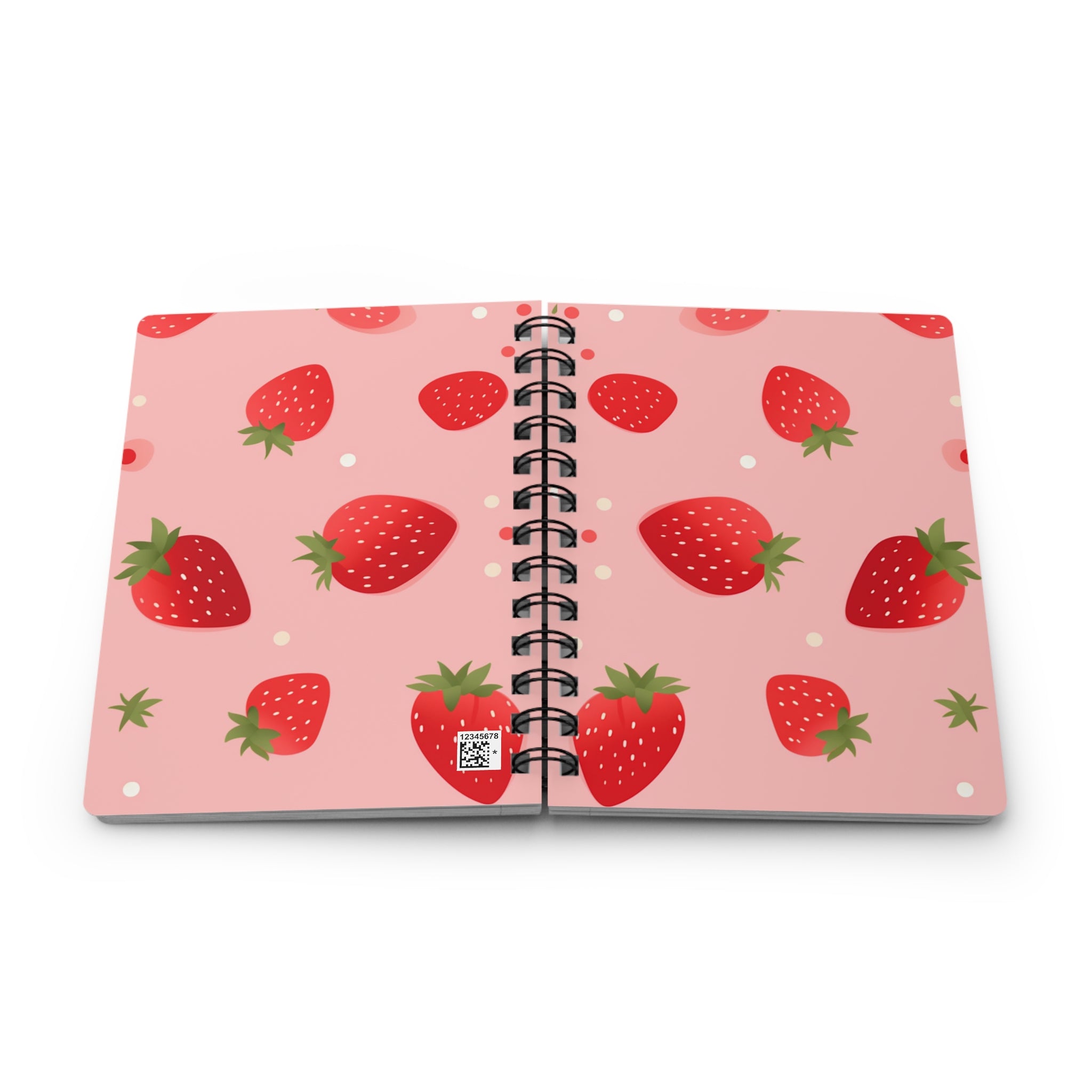 Strawberry Pastel Spiral Bound Journal — Strawberry Fruit Theme Notebook