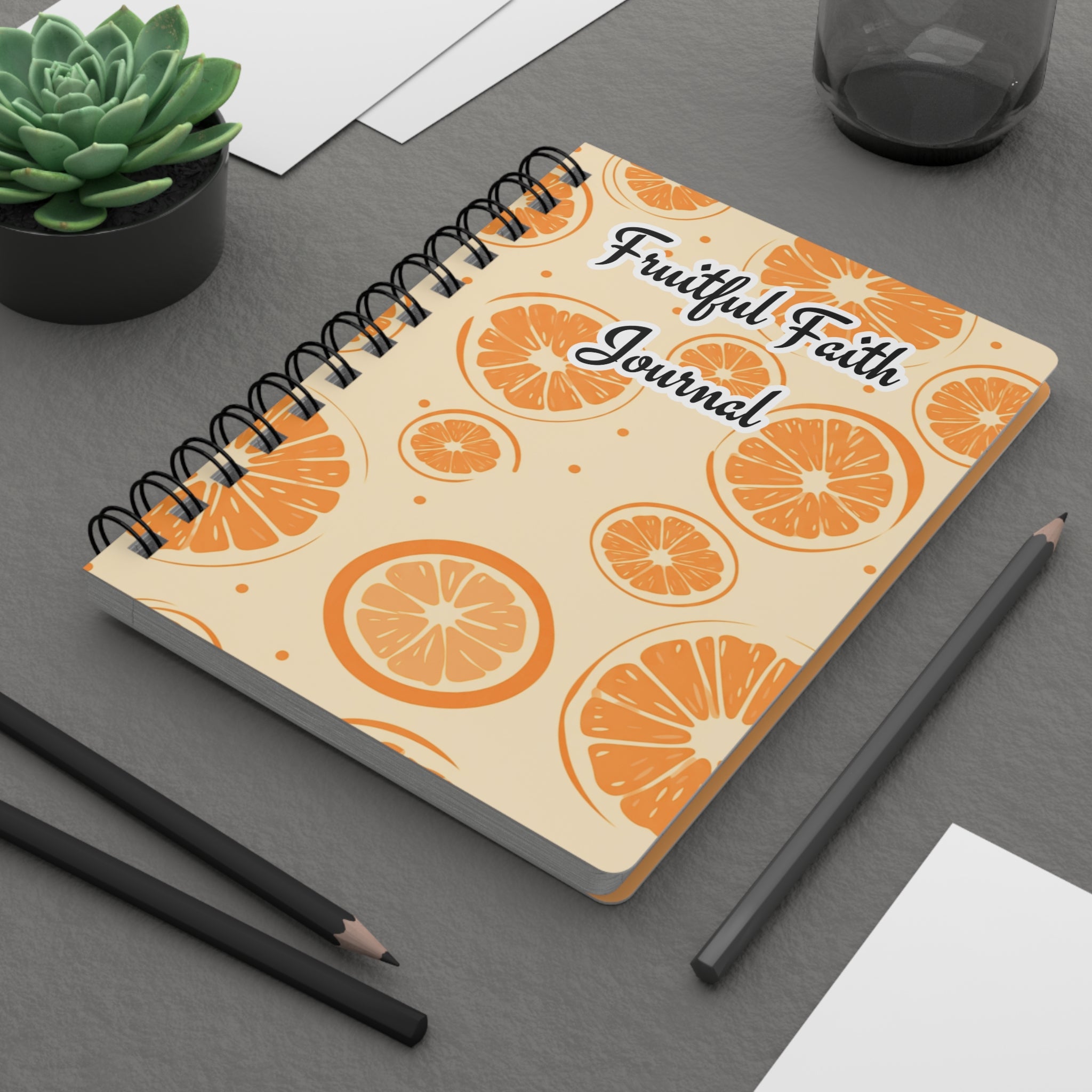 Pastel Orange Fruitful Faith Spiral Bound Journal