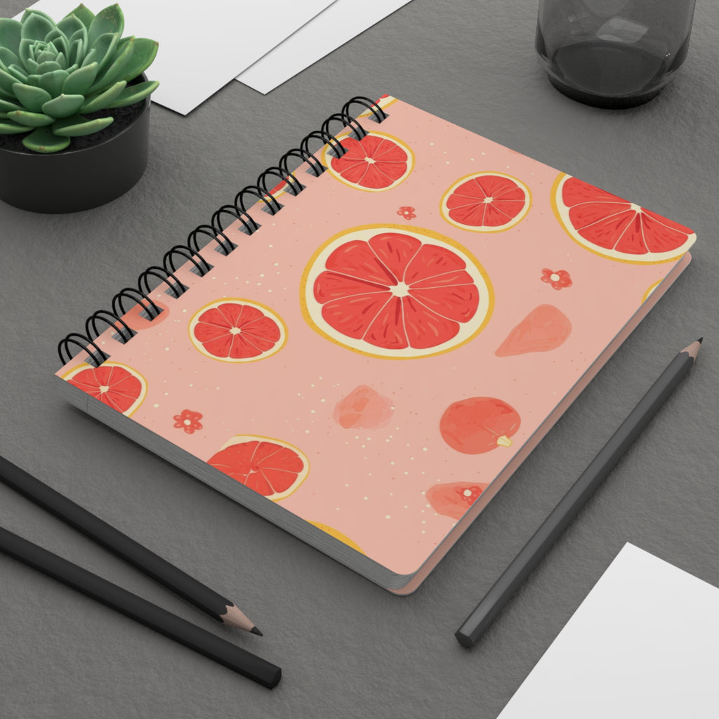 Grapefruit Pastel Spiral Bound Journal — Fruit Theme Notebook