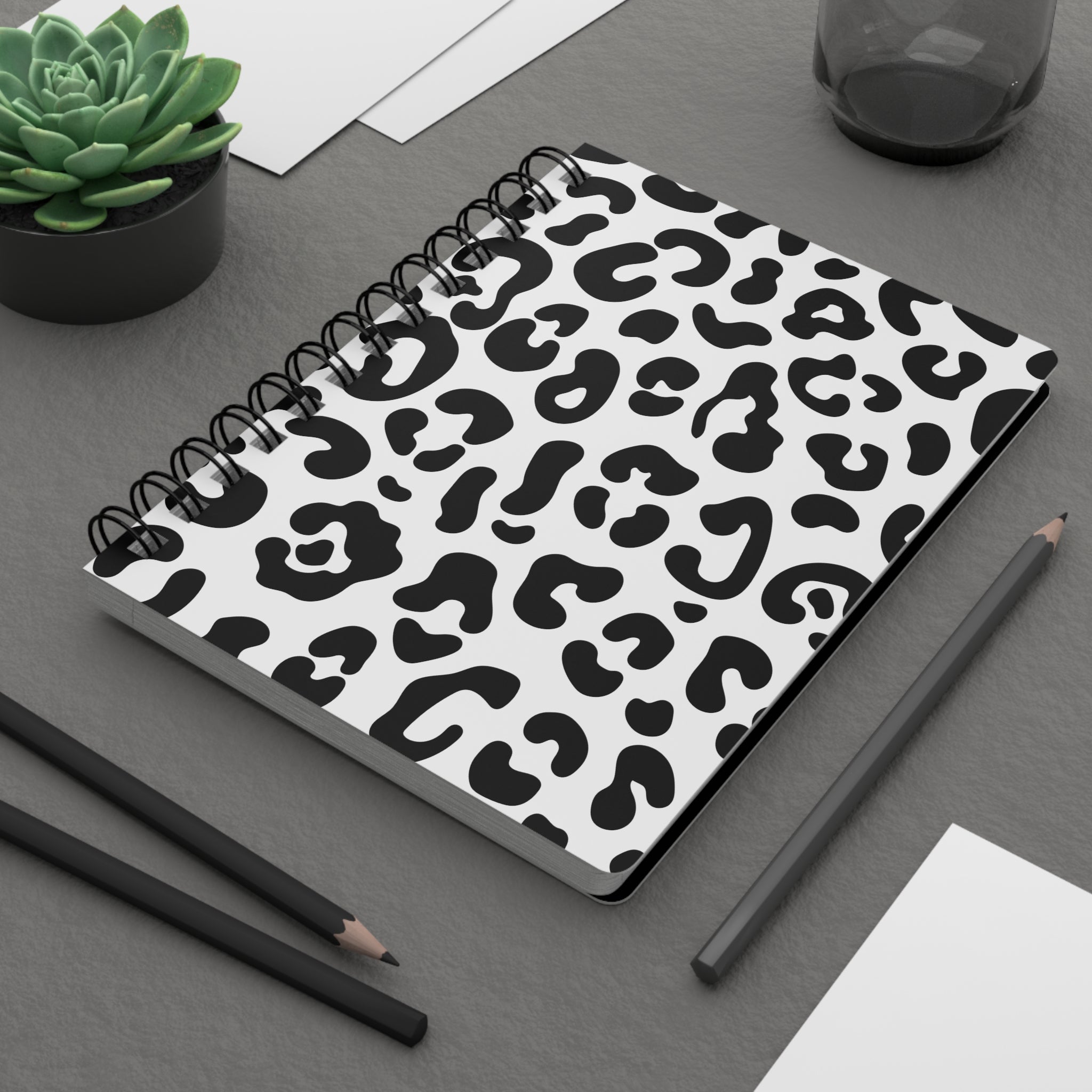 Black Leopard Cheetah Animal Print Notebook