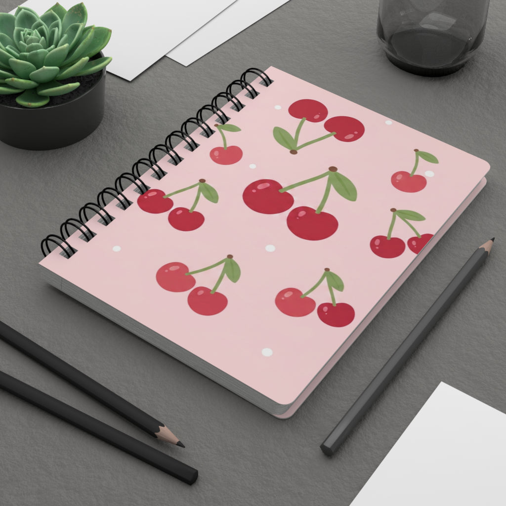 Cherry Pastel Fruit Spiral Bound Journal — Cute Fruit Notebook