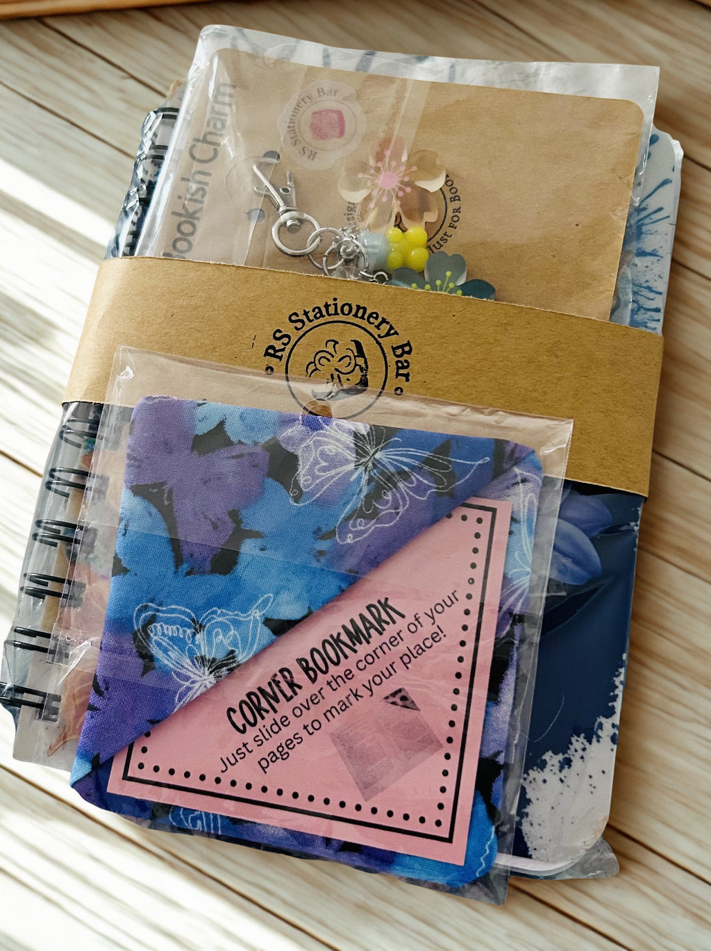 Butterfly Notebook and Butterfly Corner Bookmark & Decorative Charm Set