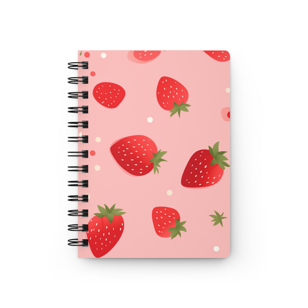 Strawberry Pastel Spiral Bound Journal — Strawberry Fruit Theme Notebook
