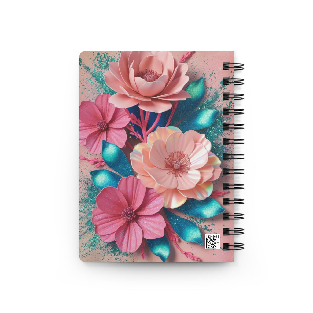 Cotton Candy Luxe Glitter Notebook – Soft Floral Design