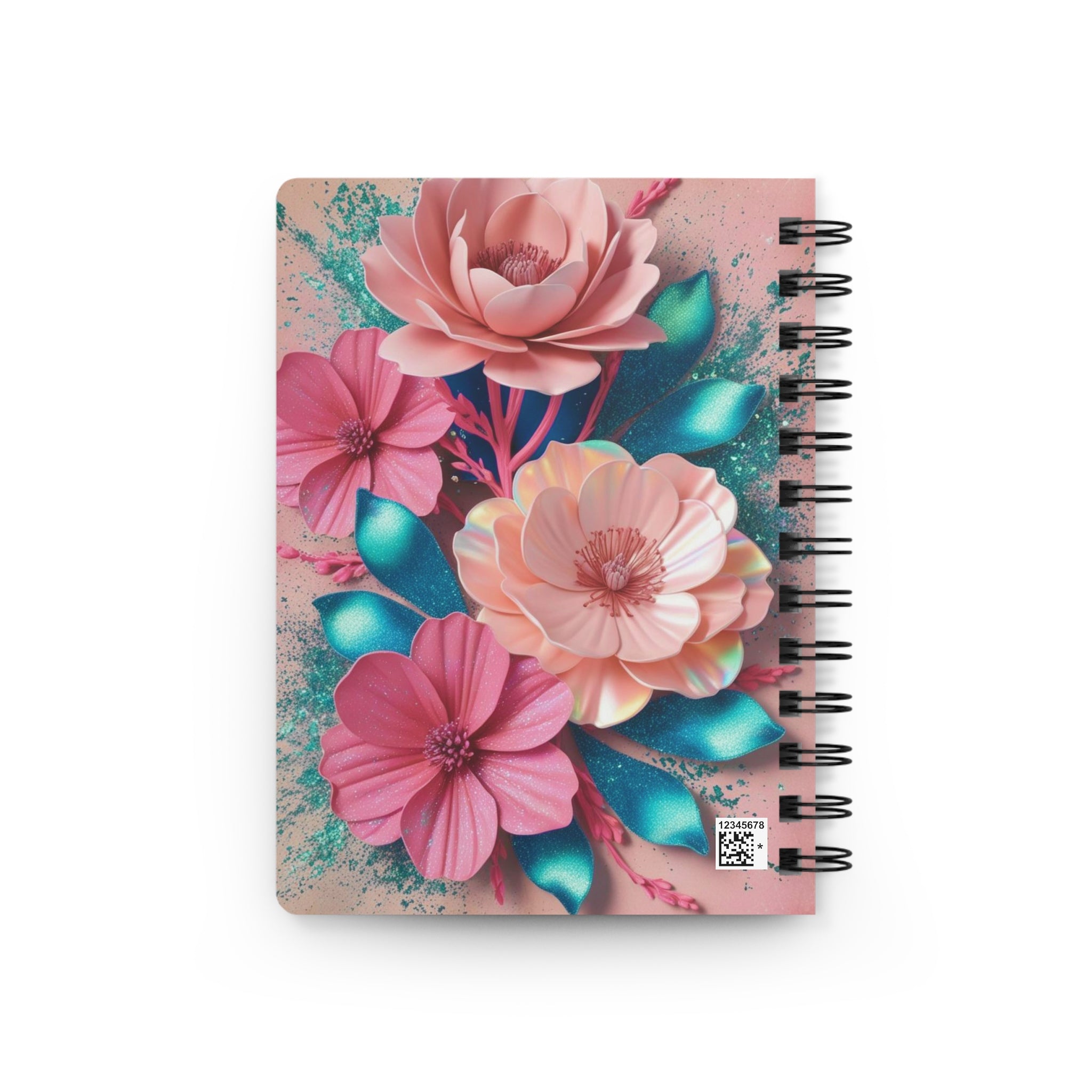 Cotton Candy Luxe Glitter Notebook – Soft Floral Design