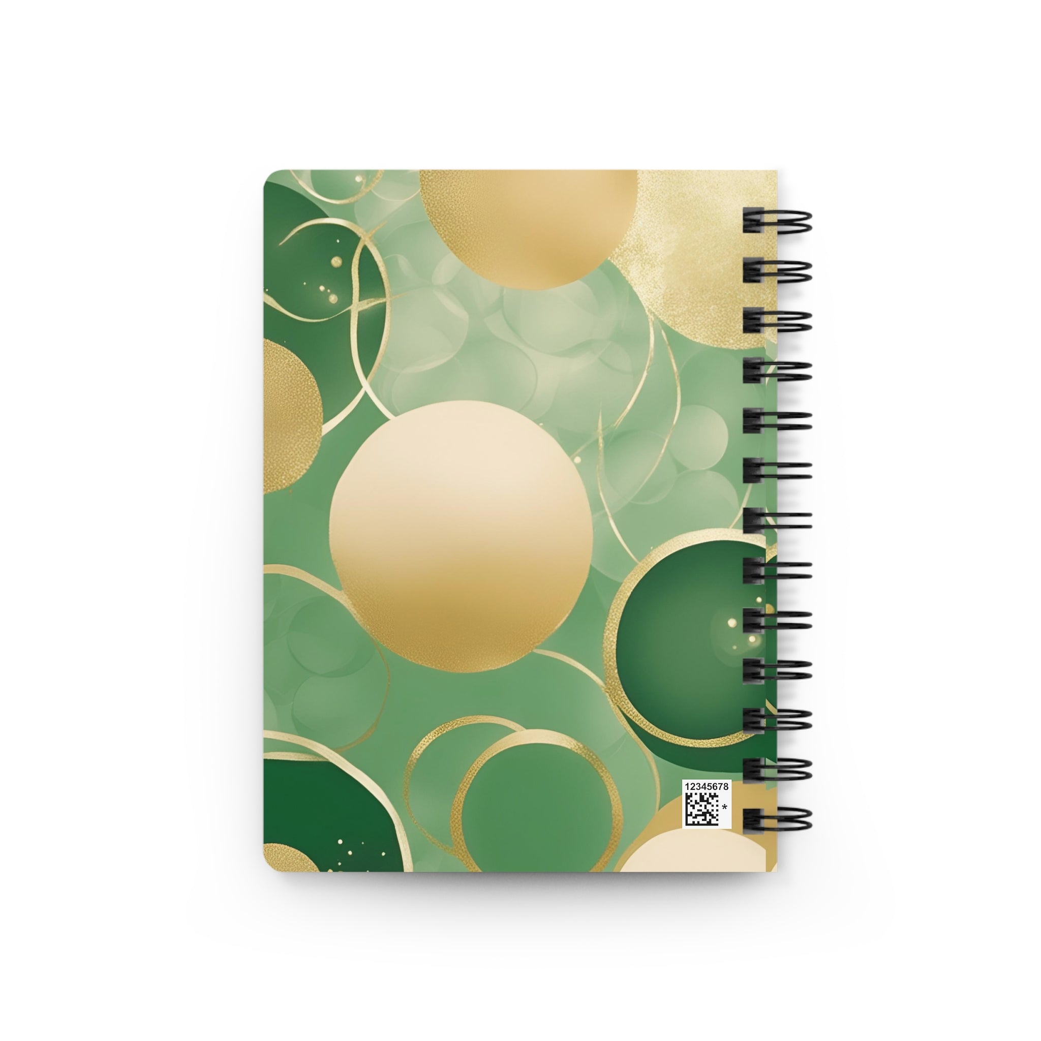 Green Gold Abstract Watercolor Spiral Bound Journal, Lined Notebook