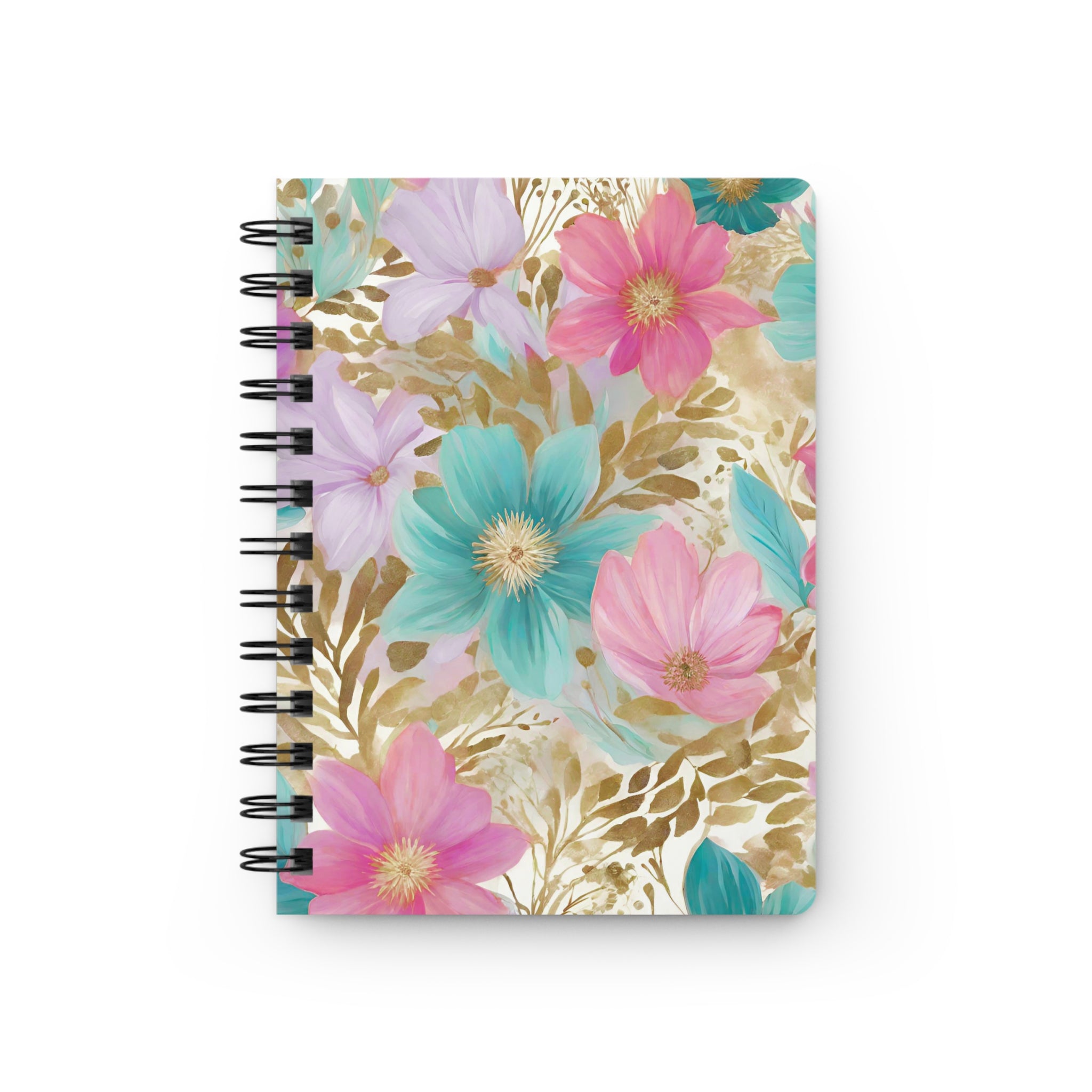 Turquoise and Pink Bloom Floral Notebook | Spring Journal | Colorful Botanical Stationery Gift