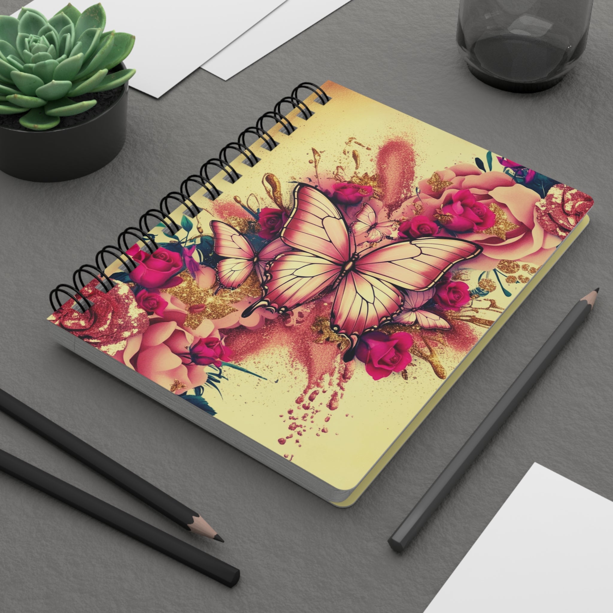 Luxe Sunshine Butterfly Notebook | Vibrant Glitter Butterfly Journal