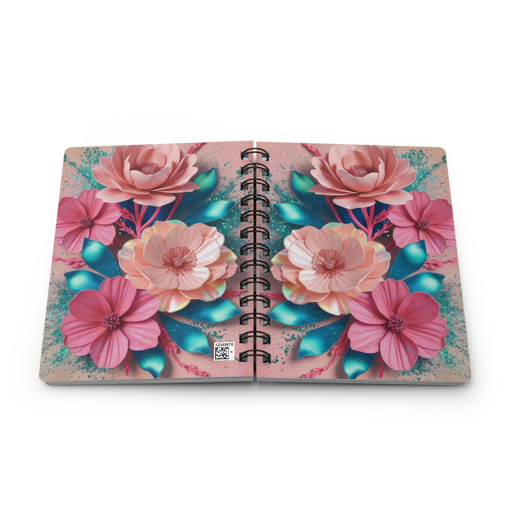 Cotton Candy Luxe Glitter Notebook – Soft Floral Design