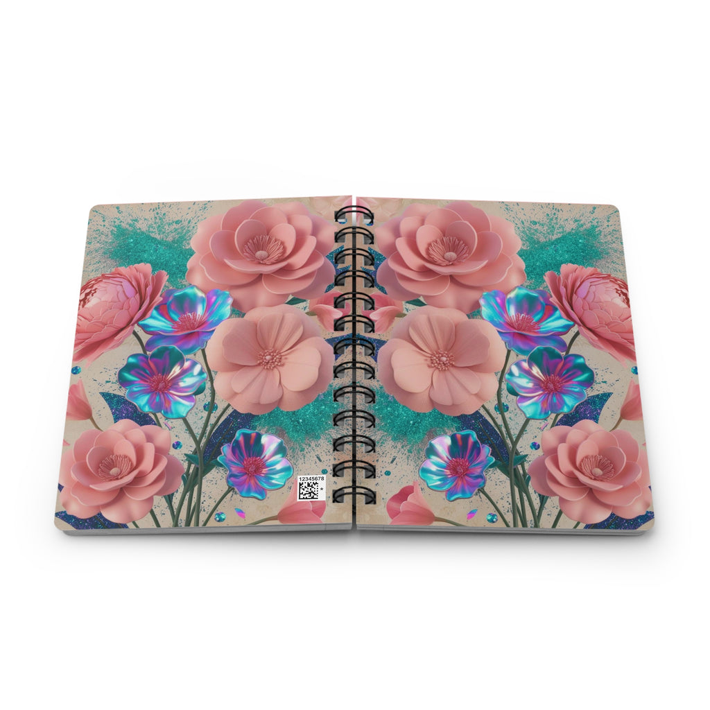 Cotton Candy Luxe Glitter Notebook – 3 Bloom Floral Design
