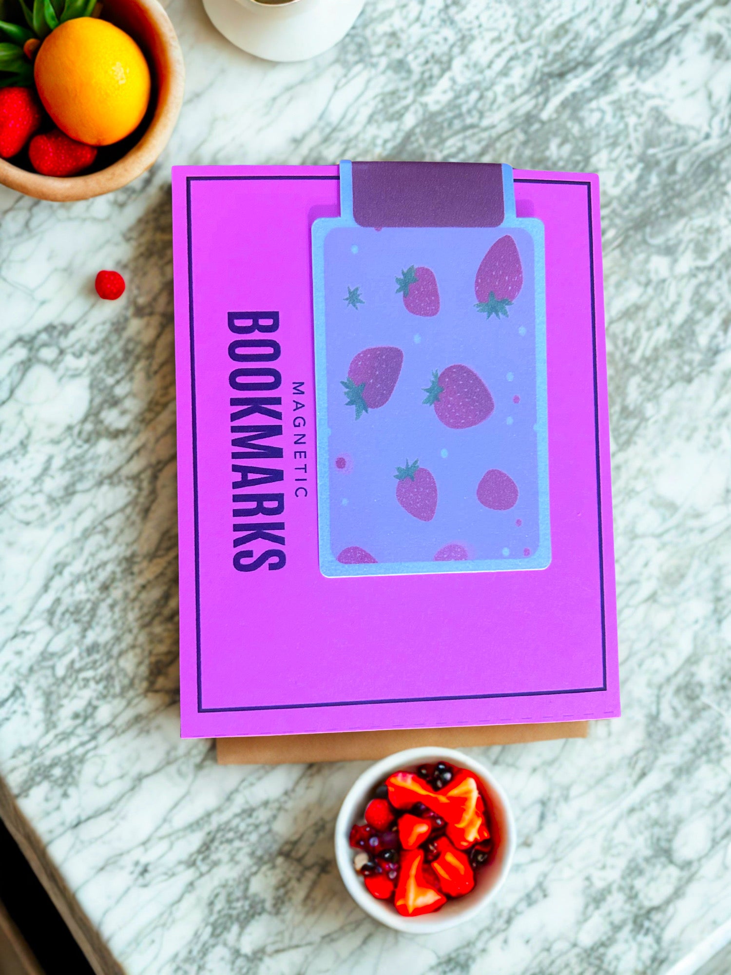 Luxe Pastel Fruit Theme Reversible Magnetic Bookmark | Double-Sided Planner & Book Marker