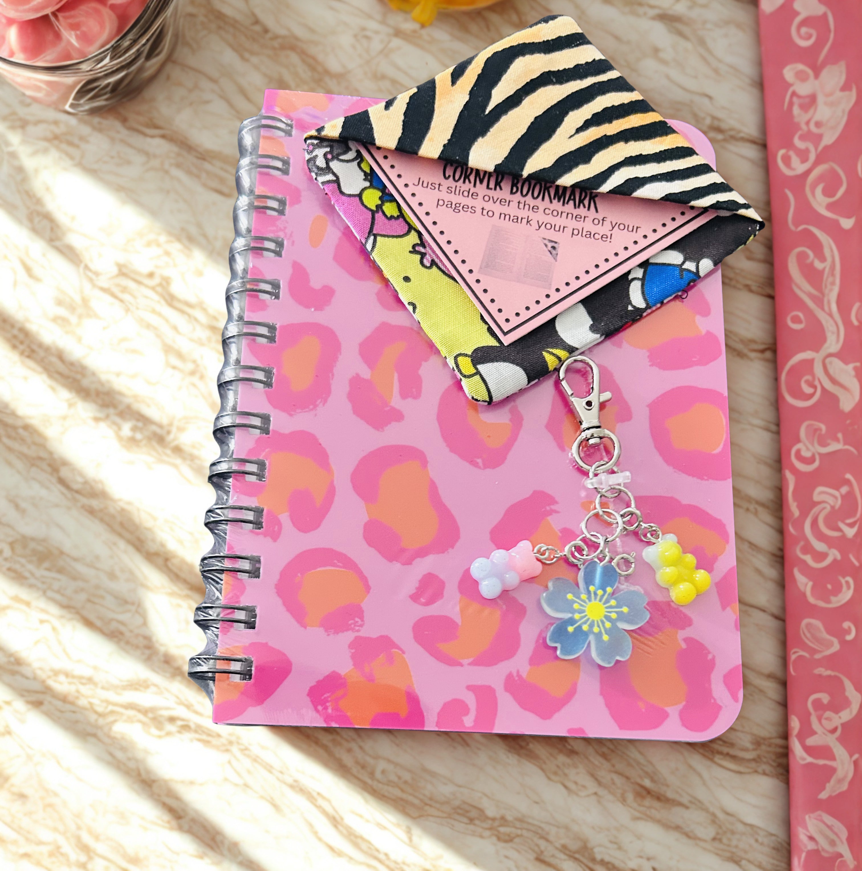 Pink & Orange Leopard Print Spiral Notebook Set
