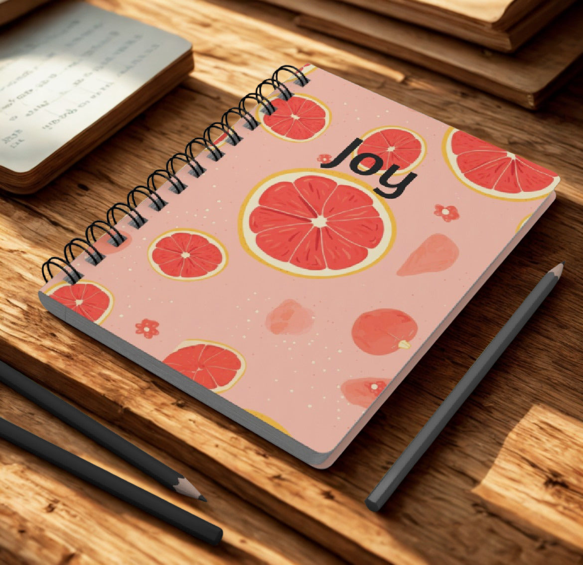 Grapefruit Pastel Spiral Bound Journal — Fruit Theme Notebook