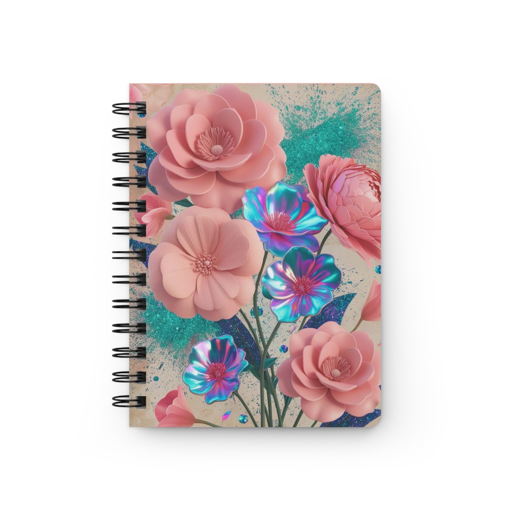 Cotton Candy Luxe Glitter Notebook – 3 Bloom Floral Design