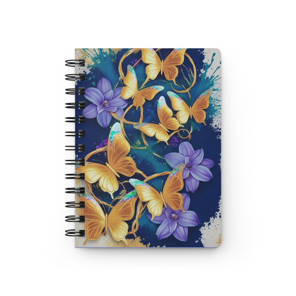 Purple Glitter Butterfly Spiral Bound Journal — Luxe Floral Notebook