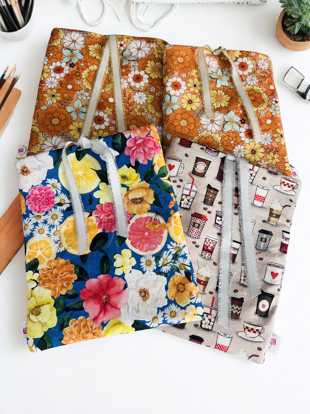 Handmade Luxe Fabric Sleeve for Tablet, eReader & Journal | Padded Kindle & Notebook Cover | Ribbon Closure