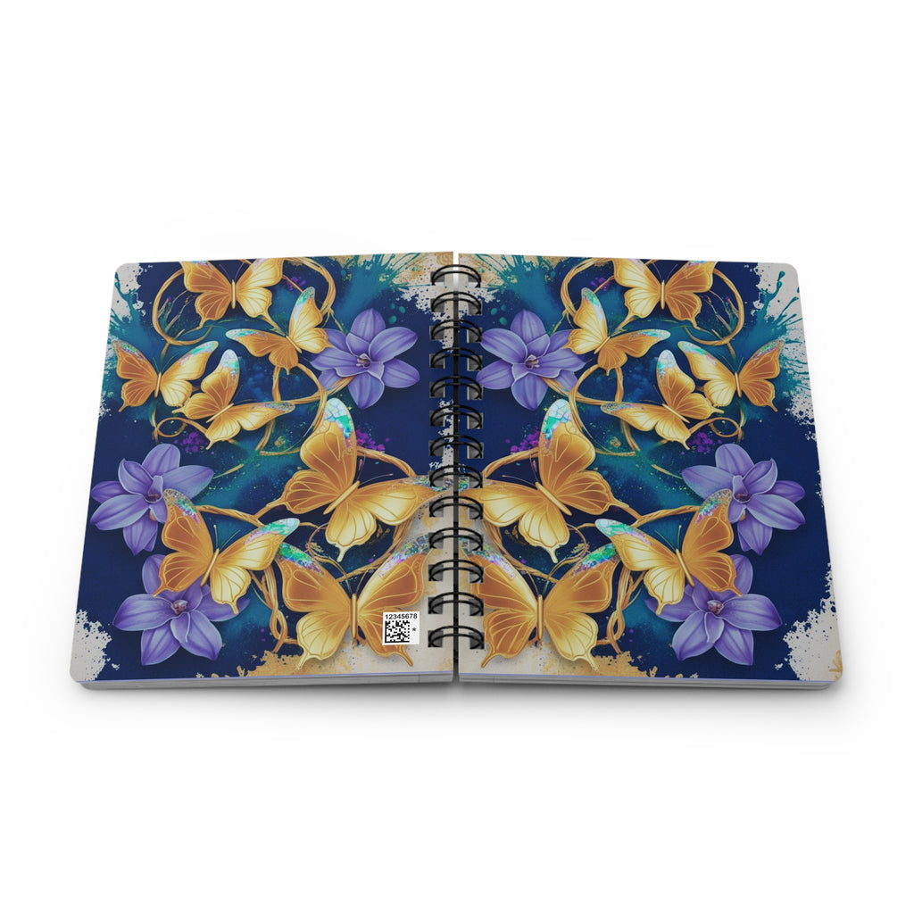 Purple Glitter Butterfly Spiral Bound Journal — Luxe Floral Notebook