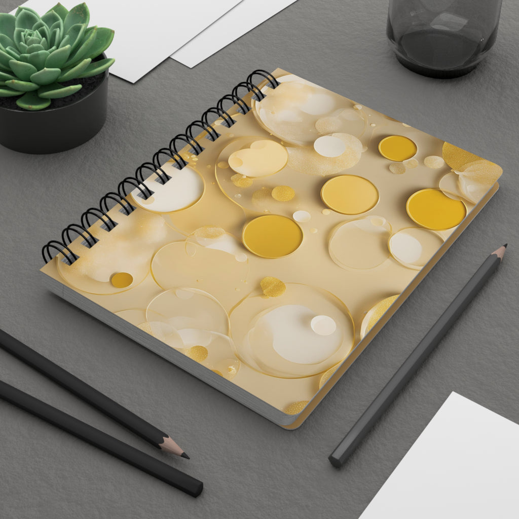 Gold Abstract Watercolor Circles Spiral Bound Journal