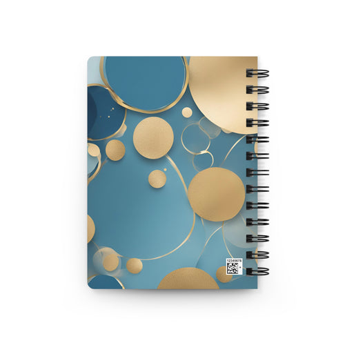 Blue Gold Personalized Abstract Watercolor Circles Spiral Bound