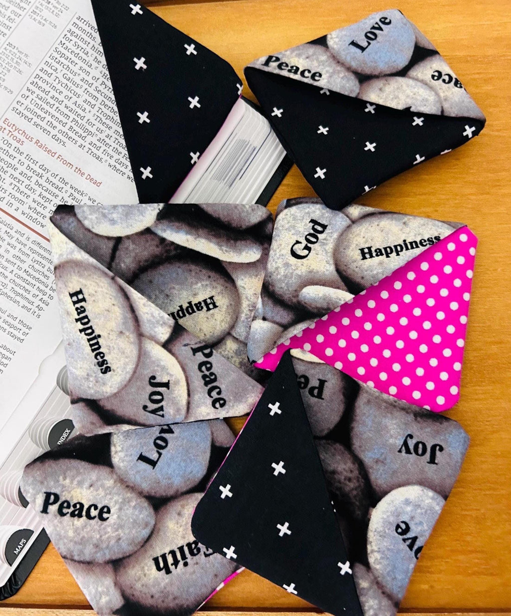 Set of Two - Spiritual Fabric Corner Bookmarks, Faith-Inspired Bookmarks