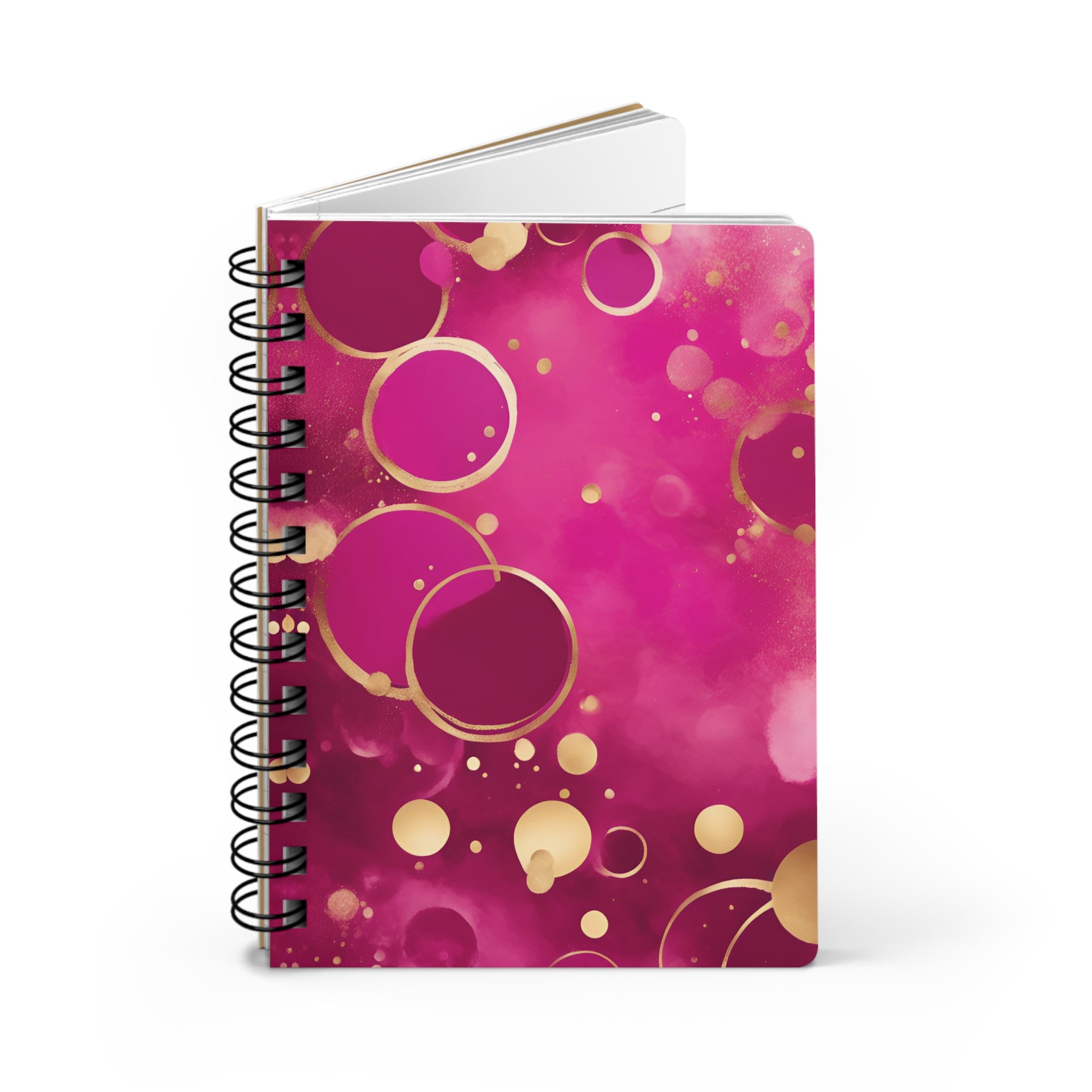 Purple Gold Abstract Watercolor Circles Spiral Bound Journal
