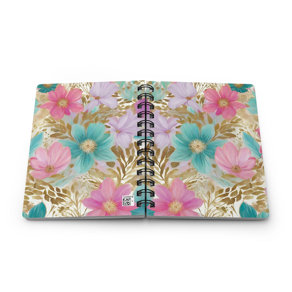 Turquoise and Pink Bloom Floral Notebook | Spring Journal | Colorful Botanical Stationery Gift