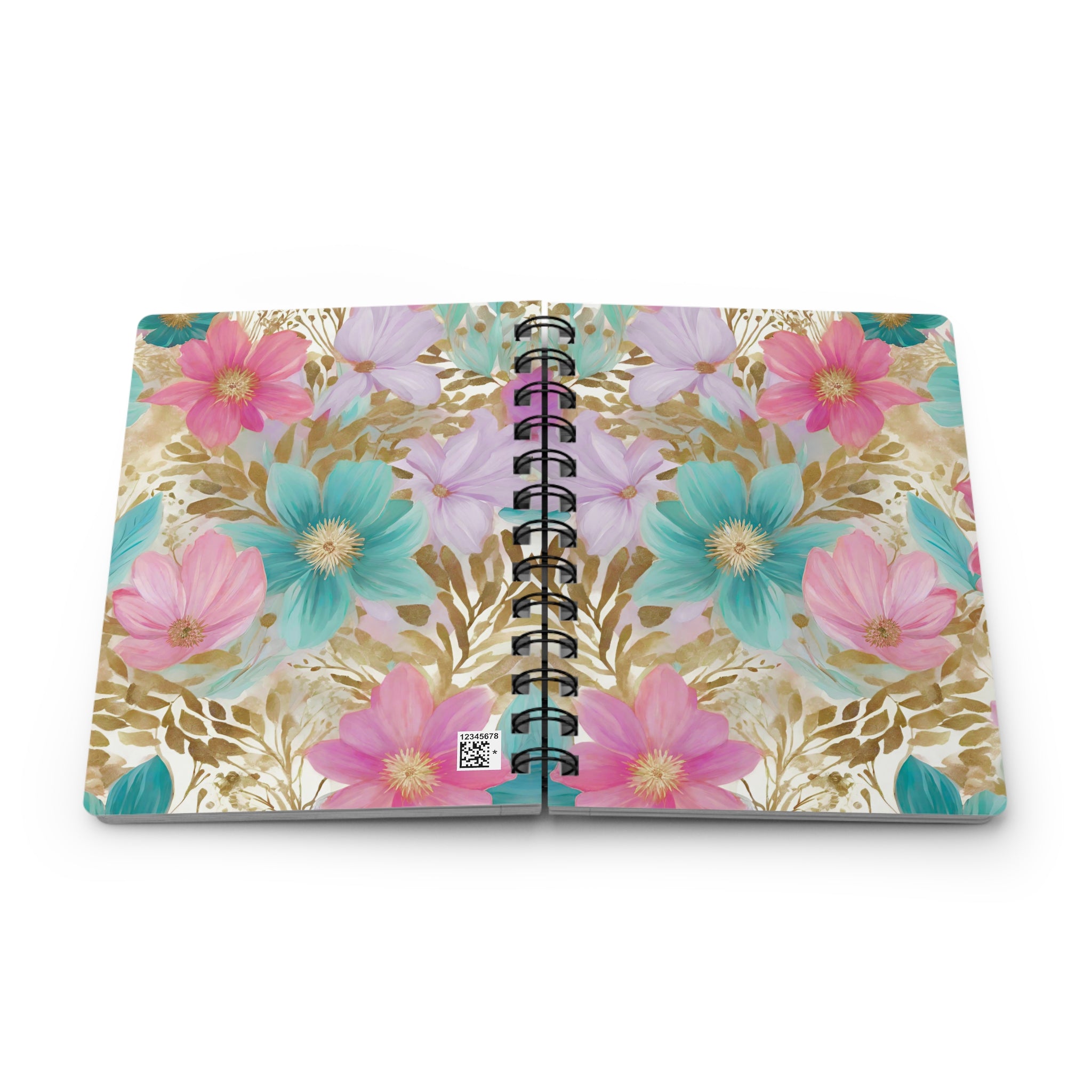 Turquoise and Pink Bloom Floral Notebook | Spring Journal | Colorful Botanical Stationery Gift