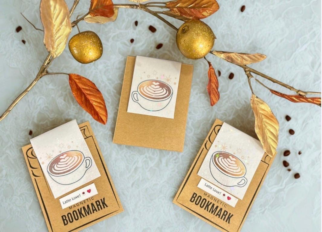 Holographic Latte Magnetic Bookmarks (Set of 3) | Coffee Bookmark | Book Lover Gift