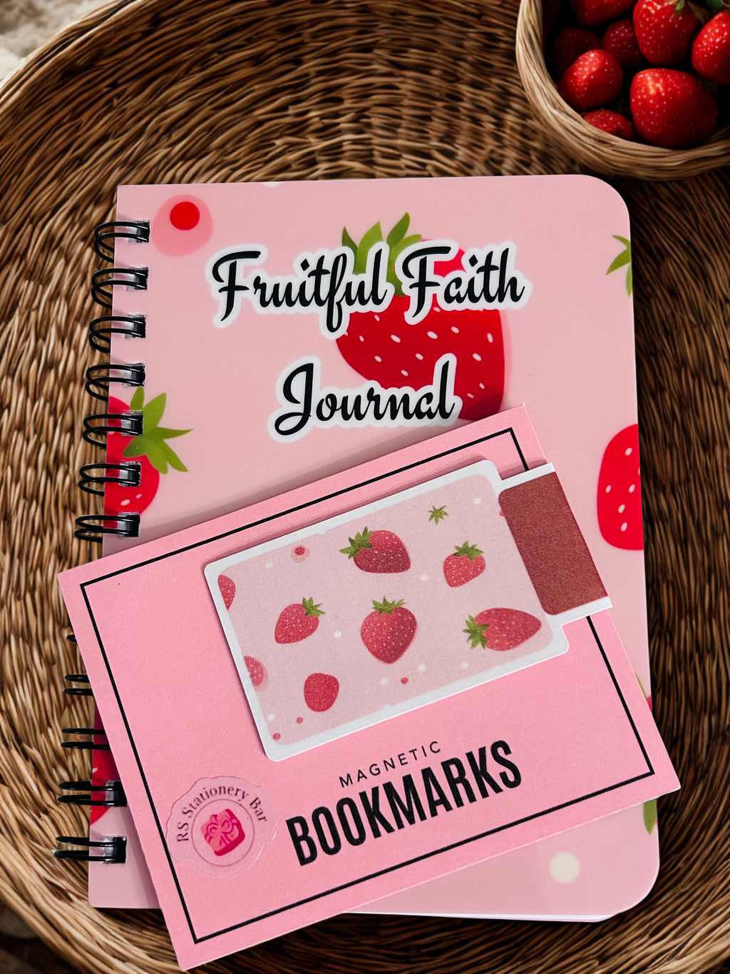 Strawberry Pastel Spiral Bound Journal — Strawberry Fruitful Faith Diary