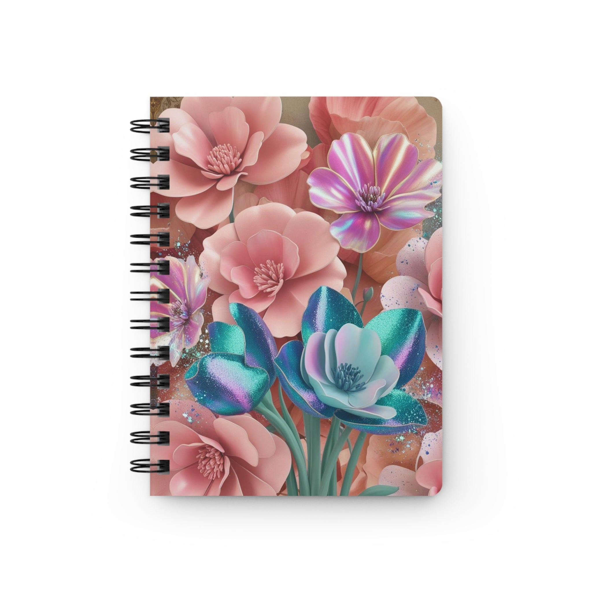 Floral Cotton Candy Luxe Glitter Notebook – Full Bloom Design