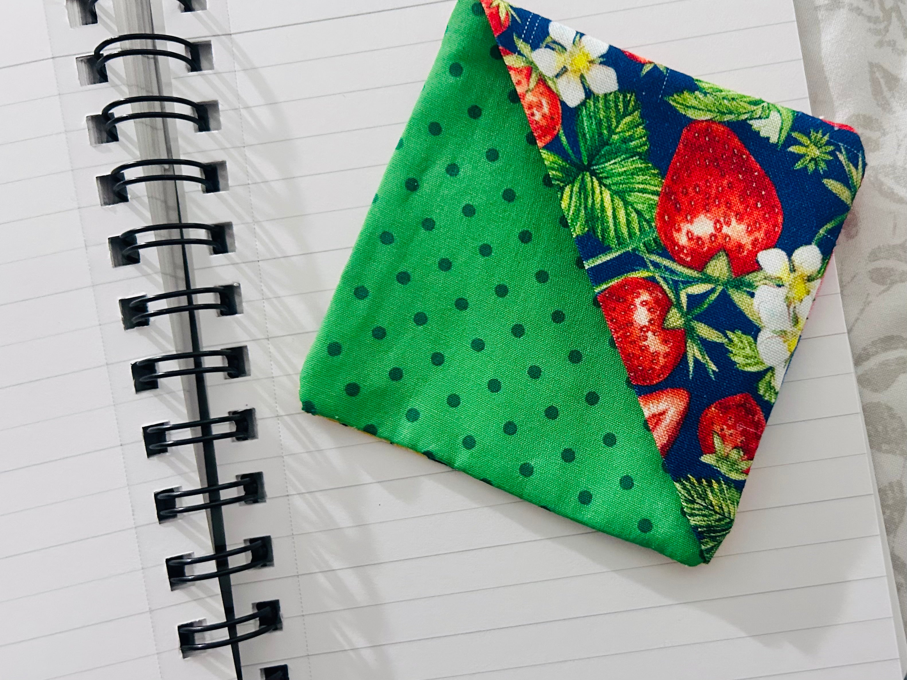 Fruit Floral Fabric Corner Bookmarks | Set of 2 — Handmade Bookish Gift