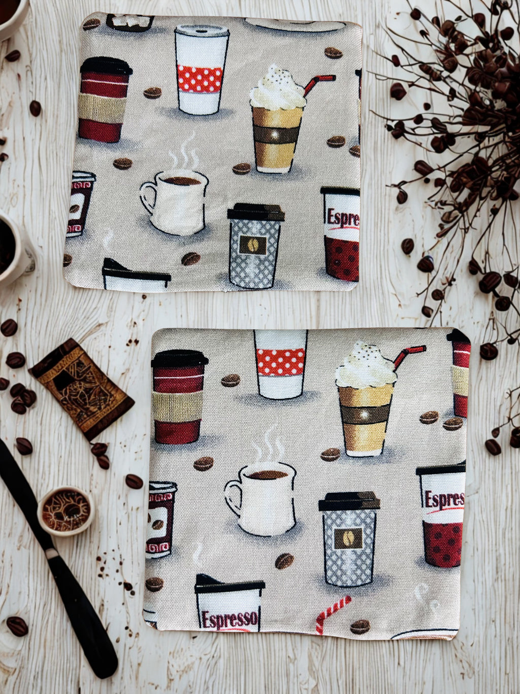 Set of Two - Spiritual Fabric Corner Bookmarks, Faith-Inspired Coffee Bookmarks