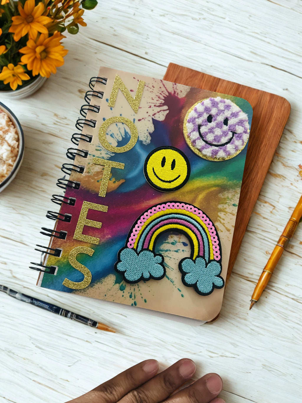 Glitter Paint Brush Stroke Vibrant Notebook