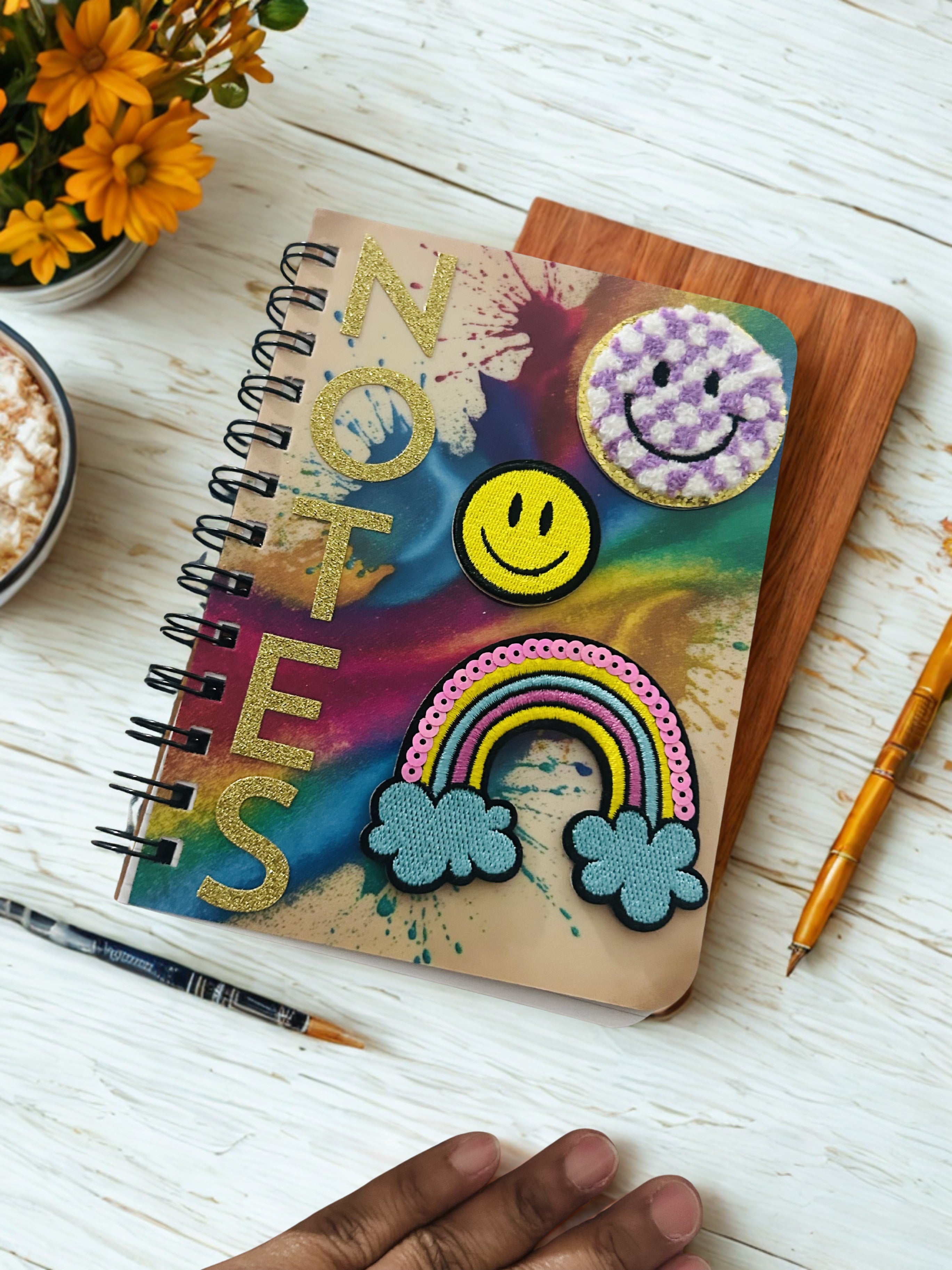 Glitter Paint Brush Stroke Vibrant Notebook