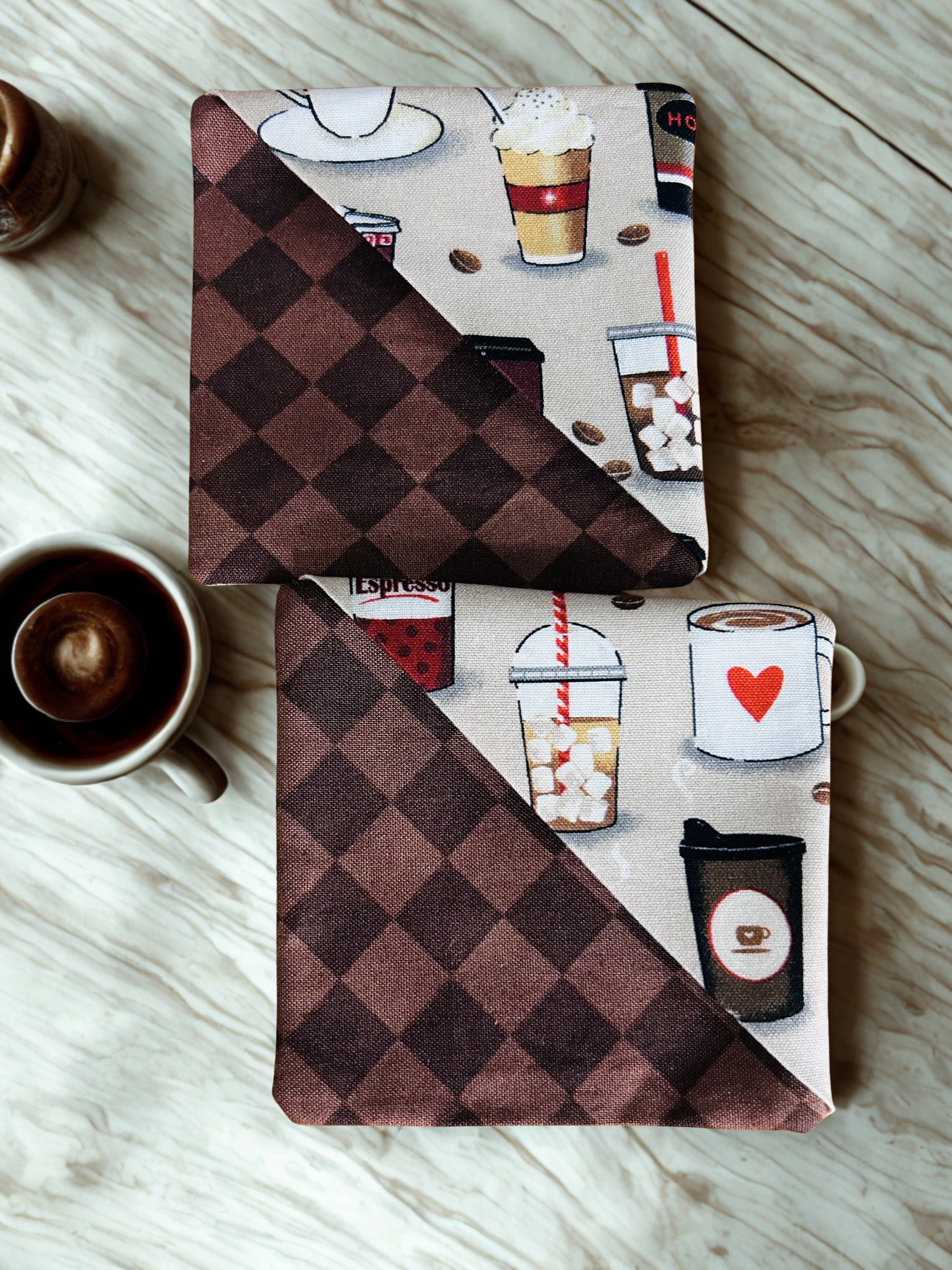 Set of Two - Spiritual Fabric Corner Bookmarks, Faith-Inspired Coffee Bookmarks