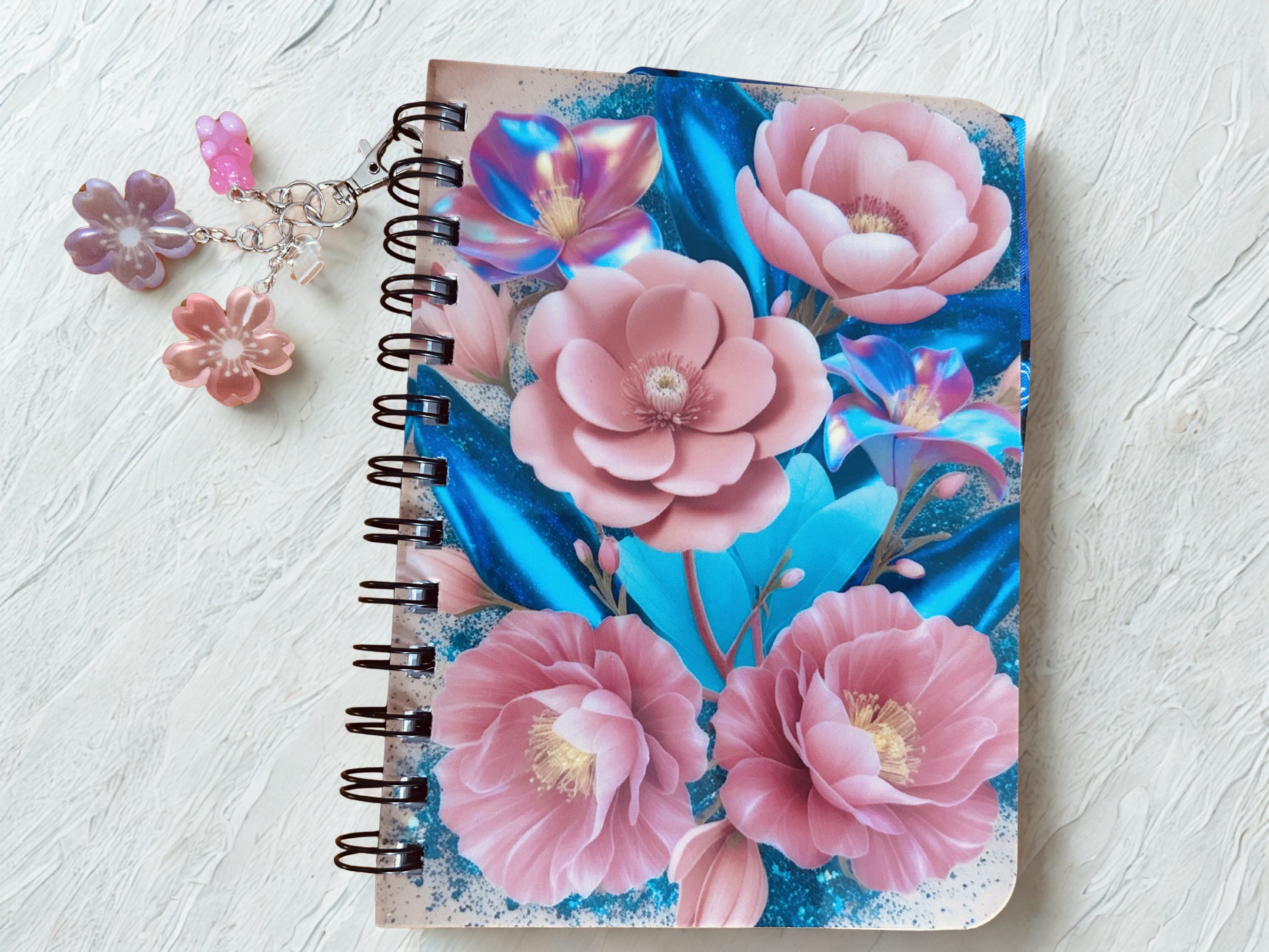 The Lined Floral Notebook Set, Butterfly Corner Bookmark & Floral Charm