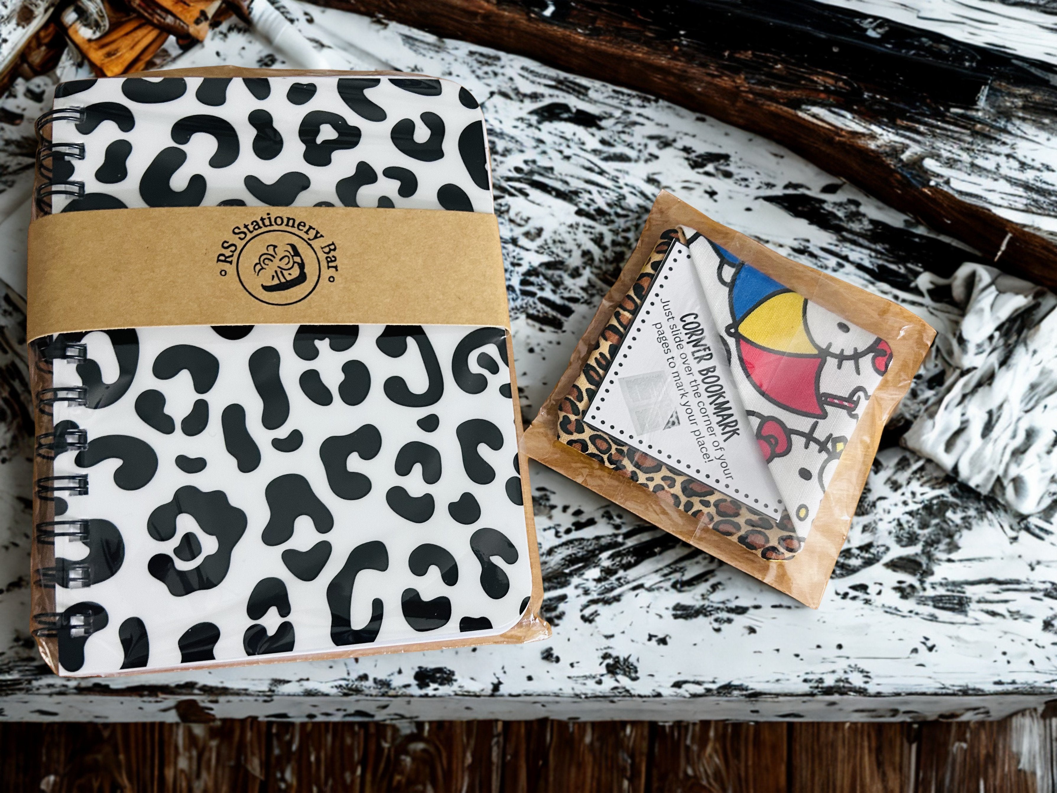Black and White Leopard Print Spiral Notebook Set